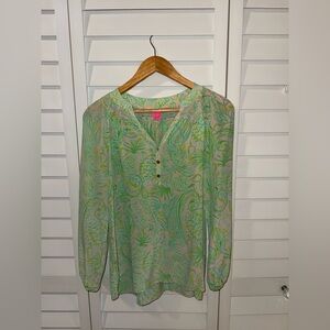Lilly Pulitzer Pastel Green and Pink Blouse
